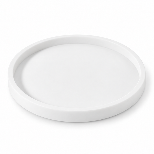 White round empty silicone vanity tray