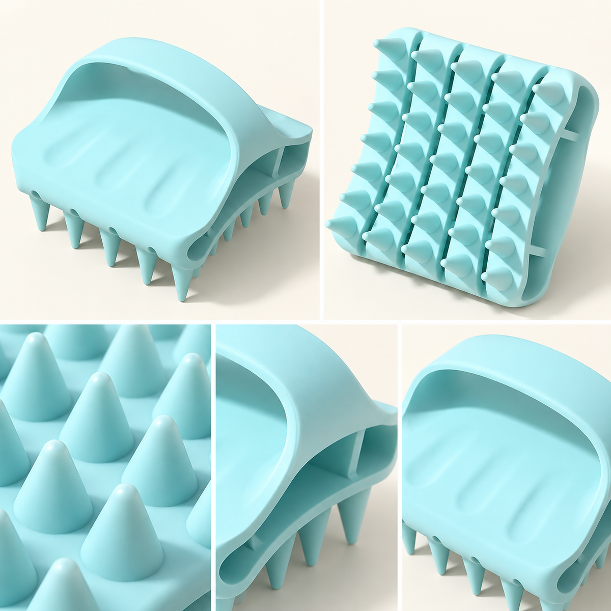 Conical silicone tips, palm strap and hollow side detail