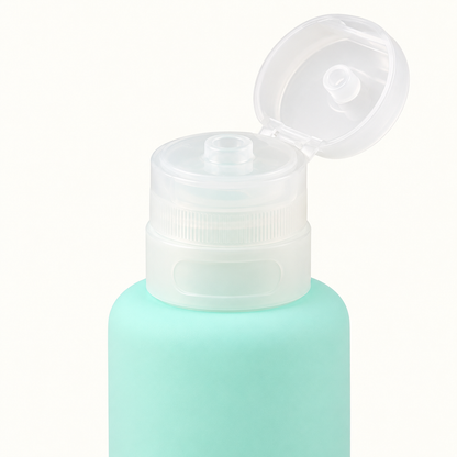 Translucent PP flip-top cap and dispensing opening detail