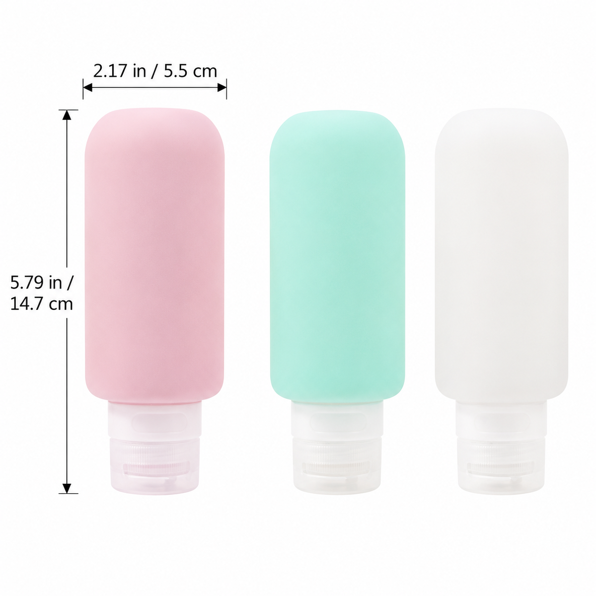 Each bottle 5.79 inches high and 2.17 inches maximum body width